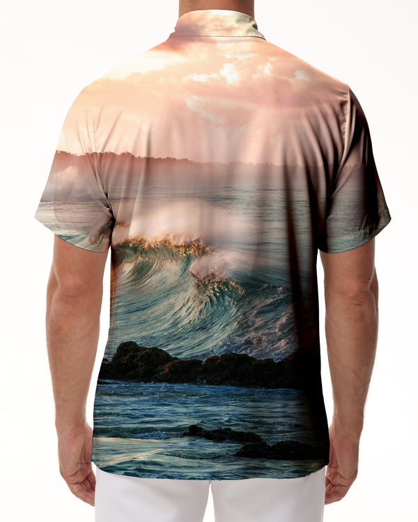 
Men's Ocean Wave Pattern Shirt 3D Surfing Hawaiian Beach Shirt Short Sleeve Tops Vintage Clothing Lapel Shirt
                