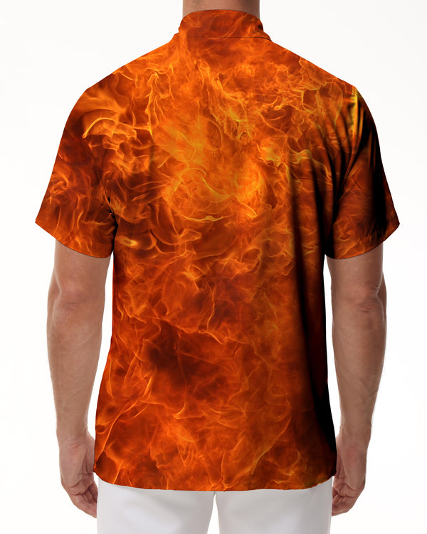 
Men's Burning Flame Button Shirt Tropical Vacation Beach Shirt Top Casual Short Sleeve with Pockets
                