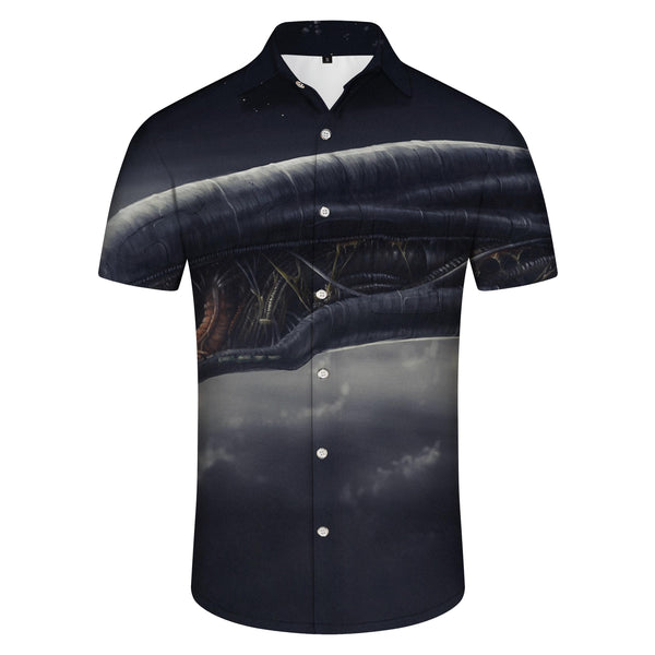 
Storm Monster Men's Hawaiian Button Lapel Casual Button Shirt Summer Short Sleeve Shirt Jet Black
                