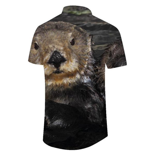 
Sea otter animal Hawaii summer tropical men's street daily simple shirt short sleeve Hawaiian short sleeve shirt digital printing
                