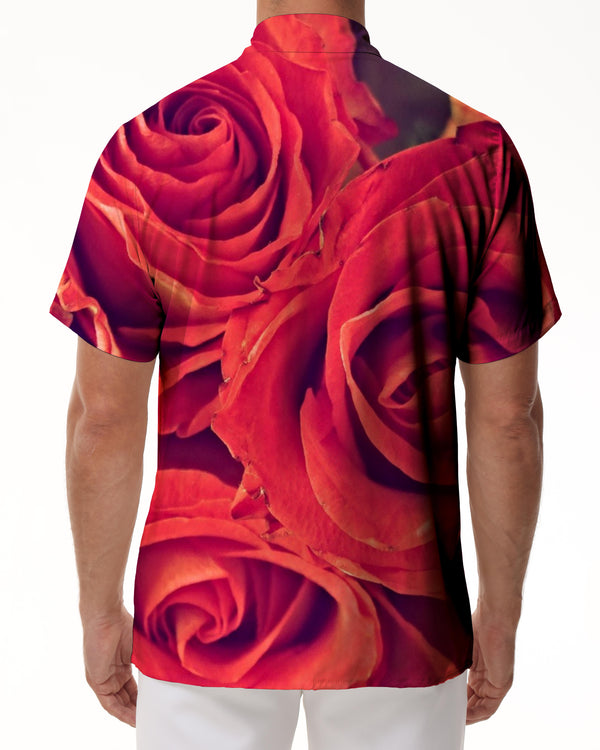 
Romantic Vacation Beach Party Men's Casual Button Red Rose Flower Shirt Short Sleeve Cuban Shirt Summer Shirt Print
                