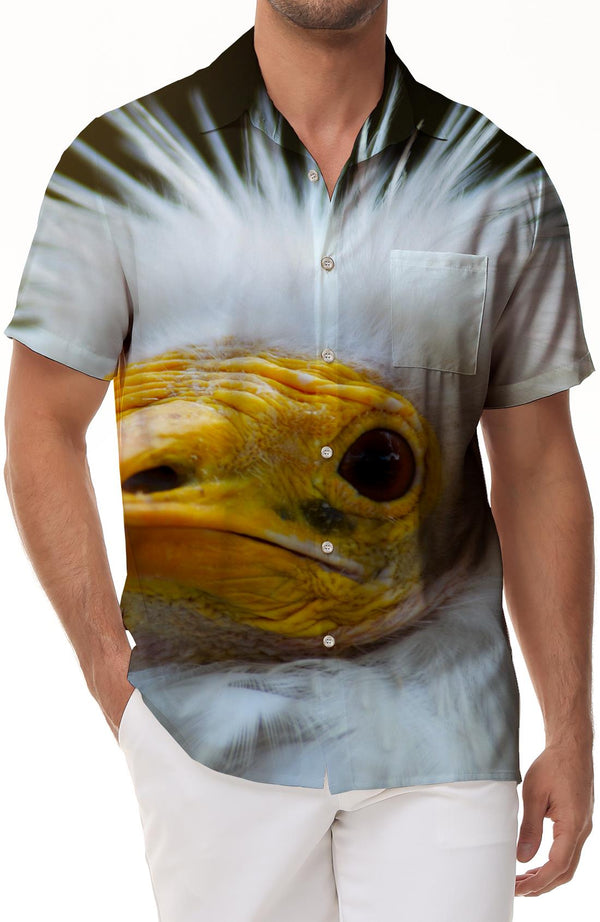 Forest Bald Eagle Men's Casual Short Sleeve Shirt Button-Down Dress Shirt Summer Hawaiian Shirt Fashion