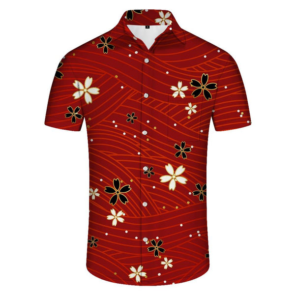 
3D Printed Red Abstract Men's Casual Tops Loose Beach Shirt Regular Fit Hawaiian Short Sleeve Festival Fun Novelty Shirt
                