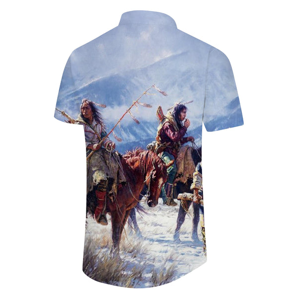 
Tibet Tibetan Art Painting Men's Shirt Fashion Summer Short Sleeve Casual Button Shirt Beach Hawaiian Shirt Tops
                