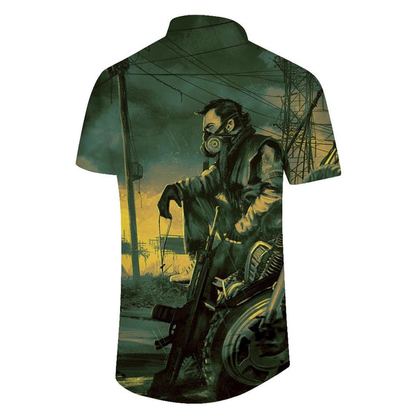 
Shanghai buildings in the Republic of China Men's casual button-down Hawaiian shirts Fun tropical summer wear Men's retro printed beachwear
                
