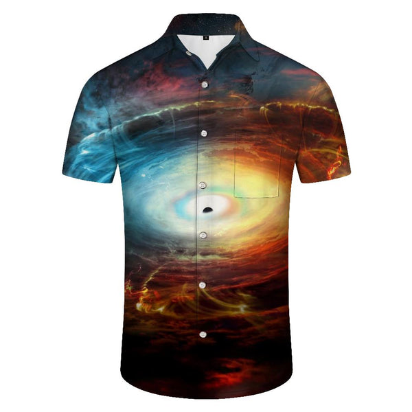 
Fantasy beautiful colorful clouds men's short-sleeved button-down shirt fashionable and comfortable summer shirt short-sleeved
                