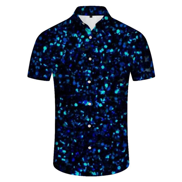 
Mixed Color Shiny Hawaiian Tropical Four Seasons Print Pattern Men's 3D Digital Print Short Sleeve Button Shirt
                