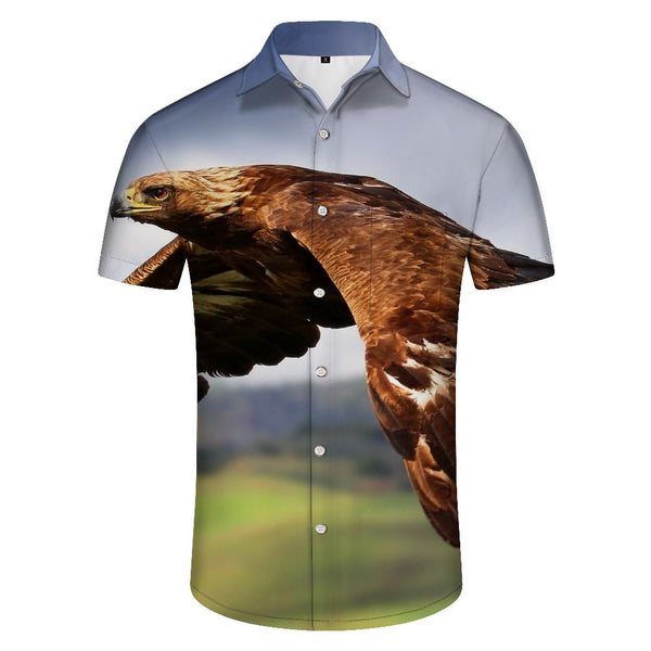
Prairie Sky King Eagle Tropical Rainforest Hawaii Four Seasons Button Fashion Short Sleeve Shirt Men's Casual Daily Tops Shirt Style
                