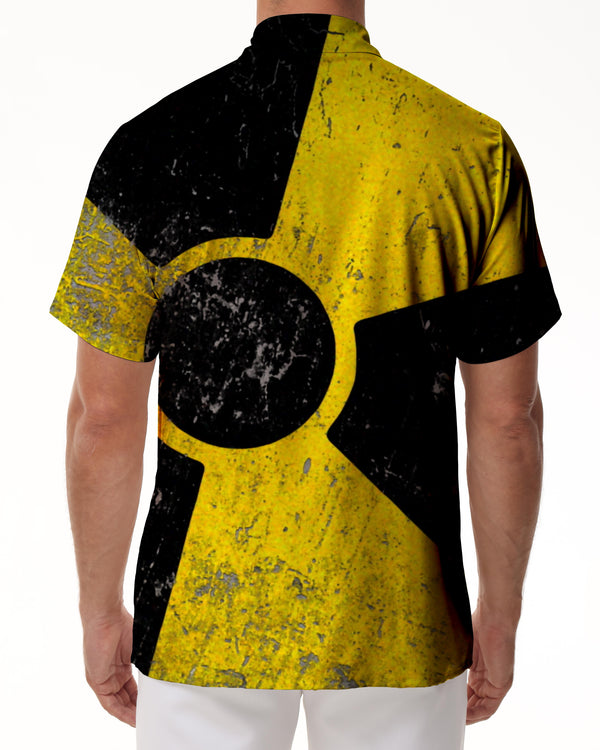
Summer 3D Printed Nuclear Warning Sign Short Sleeve Nuclear Danger Fashion Short Sleeve Street Casual Personality Lapel Top
                