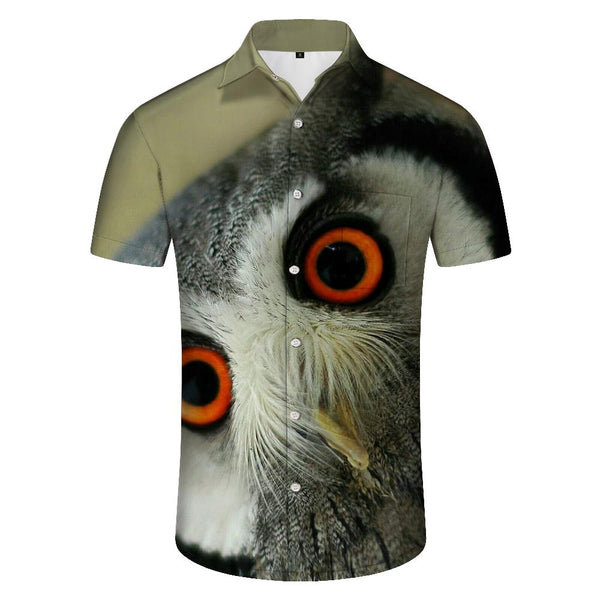 
Owl Mens Cuban Collar Shirt Casual Button Down Shirts Short Sleeve for Vacation Beach
                