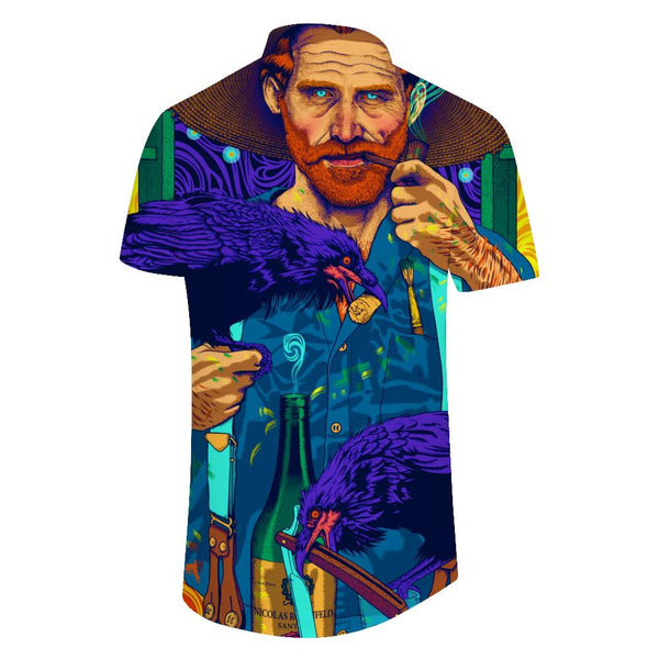 
Vincent Van Gogh Fun Facts Book Digital Print Casual Loose Men's Daily Travel Short Sleeve Shirt Button Pocket Lapel Hawaiian Clothing
                