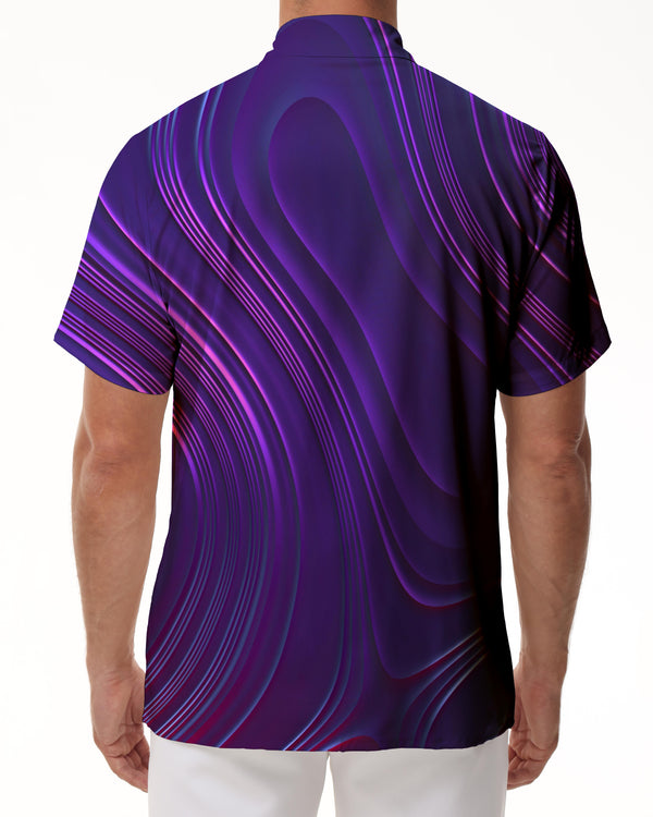 
Purple Print Men's Cuban Retro Style Hawaiian Button Novelty Short Sleeve Shirt Summer Beach Shirt Short Sleeve
                