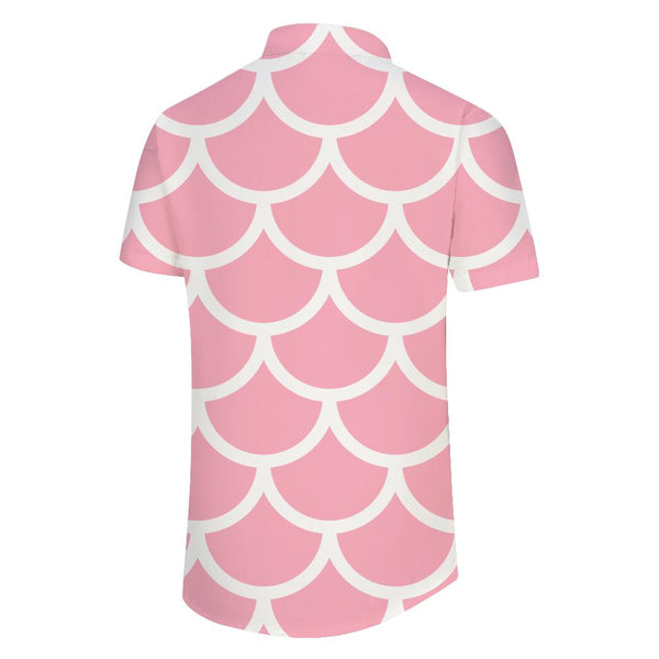 
Pink Fish Scale Men's Casual Button Shirt Funny Hawaiian Shirt Short Sleeve Summer Beach Shirt
                