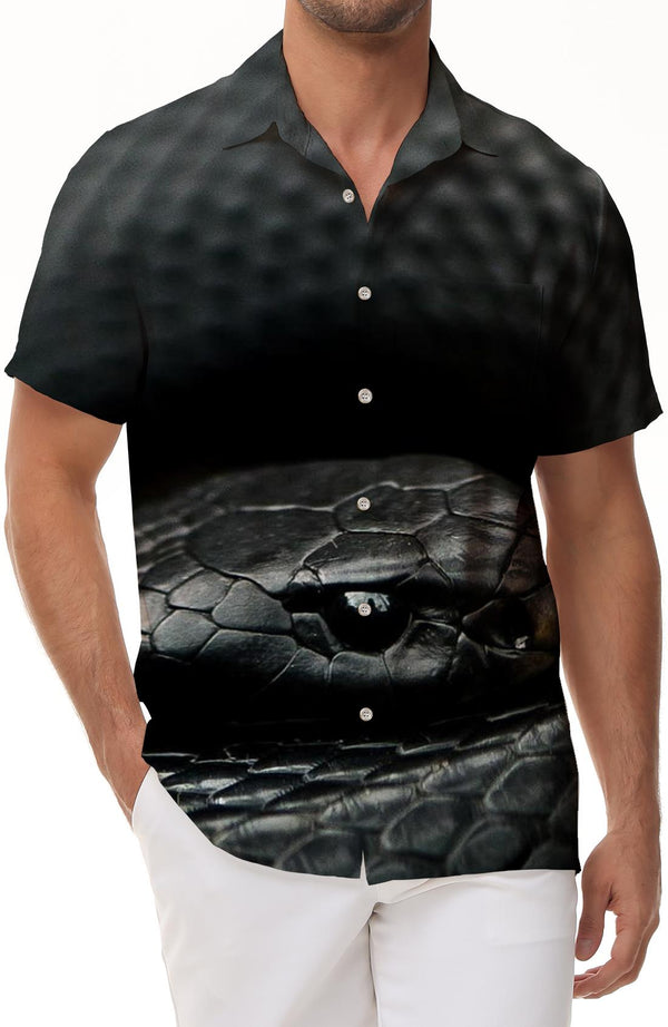 Summer Men's Snake 3D Printed Short Sleeve Comfortable Fashion Weird Animal Pattern Hip Hop Trendy Clothing Lapel Casual Tops