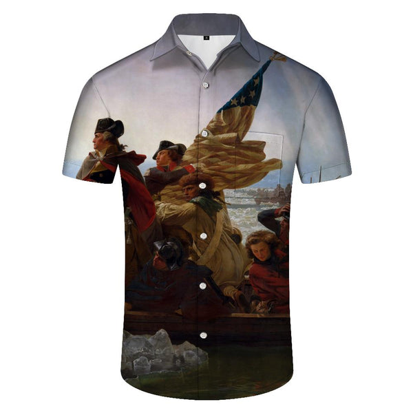 
Hawaiian American Retro Aristocratic Art Oil Painting Short Sleeve Shirt Men's Casual Short Sleeve Shirt Seaside Ocean
                