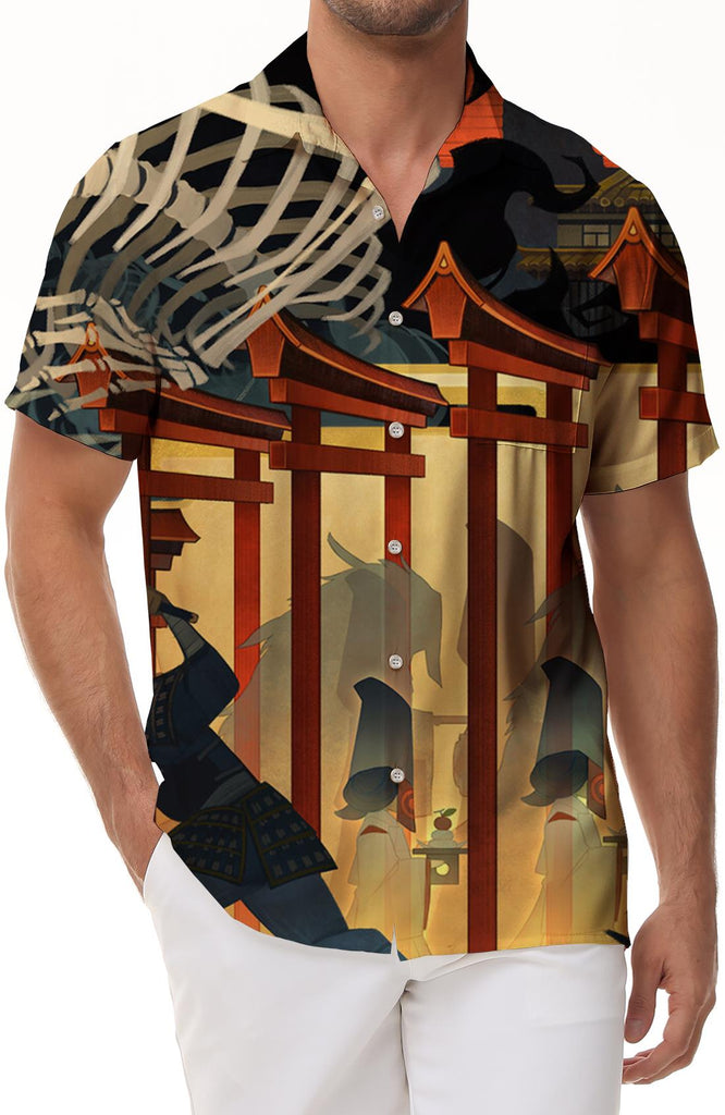 Anime Japanese men's shirts Casual short sleeve shirts Regular fit Hawaiian shirts Fun print shirts Personalized