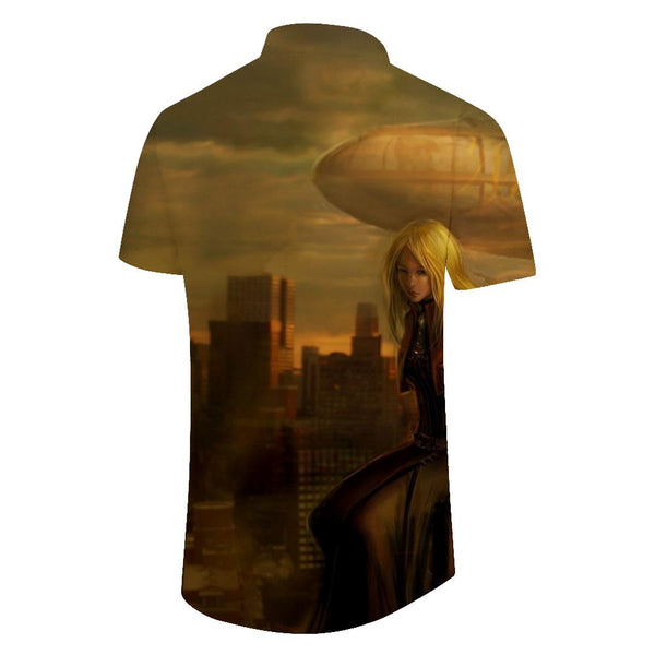 
Killer anime men's shirt button-down shirt summer loose short-sleeved top suitable for beach play and beach dinner
                