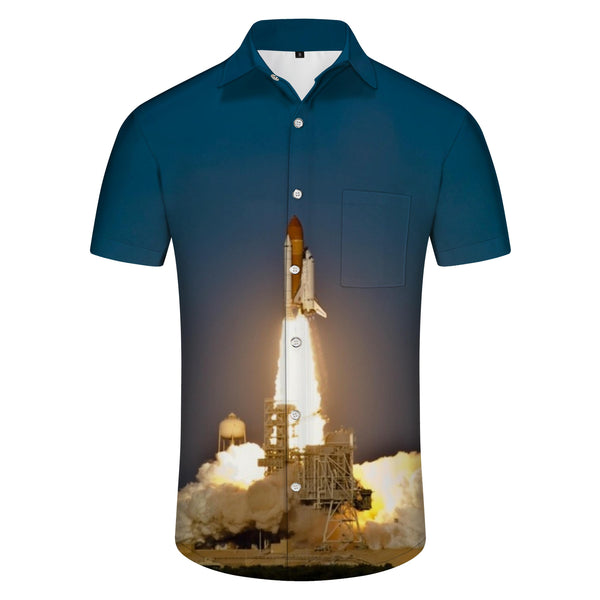 
Launch Rocket Center Space Shuttle Men's Casual Short Sleeve Hawaiian Button Tropical Four Seasons Fashionable Suitable Breathable
                
