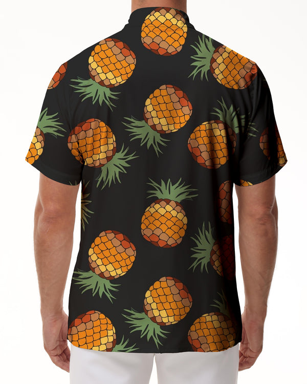
Fashion Black Pineapple Fruit Pattern Men's Short Sleeve Beach Shirt with Buttons Summer Casual Shirt Holiday Party
                
