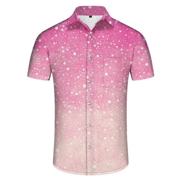 
Gradient Hawaiian Shirt Men's Beach Pink Glitter Print Casual Shirt Short Sleeve Fashion Design Classic Loose Shirt
                