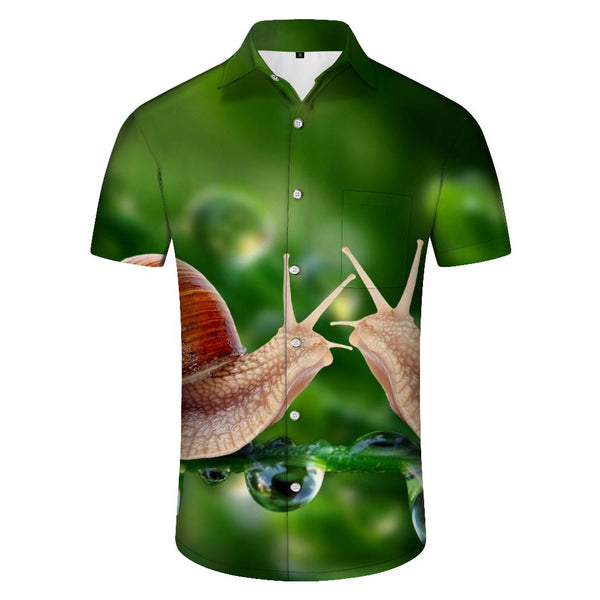 
Snail Men's Short Sleeve Shirt Casual Button Summer Beach Shirt Classic Fit Top
                