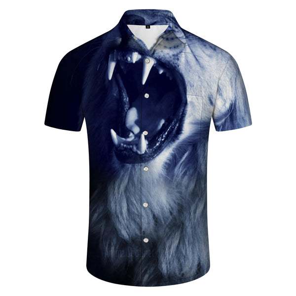 
Animal Wolf Cub Howling Style Men's Vintage Shirt Hawaiian Button-down Short Sleeve Beach Shirt Outdoor
                