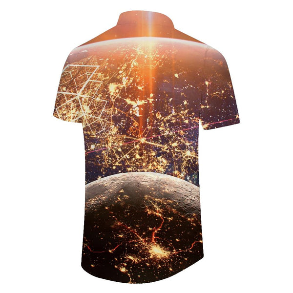 
Hawaiian Lined Science Men Men Lapel Casual Short Sleeve Shirt Summer Beach Casual Short Sleeve Button Shirt
                