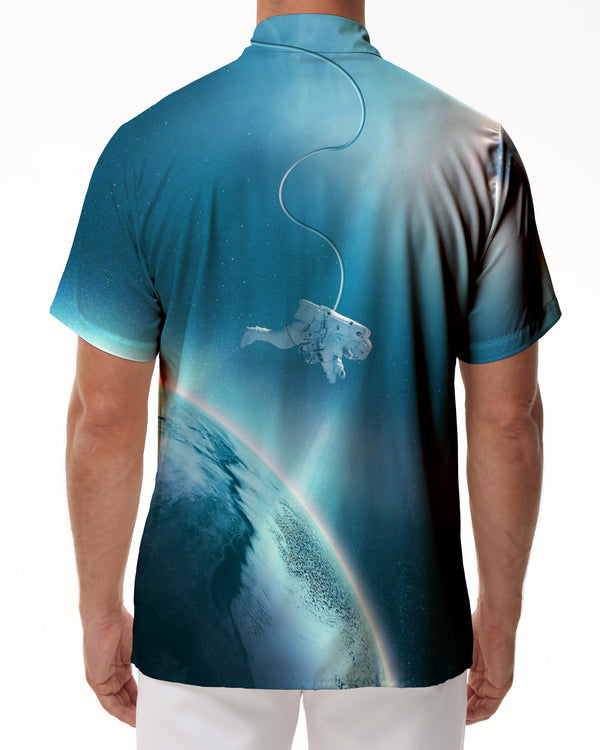 
Digital Printing Earth Astronaut Tropical Four Seasons Leisure Hawaiian Summer Beach Shirt Short Sleeve Top Men's Shirt Button Shirt Seaside Beach Clothing
                