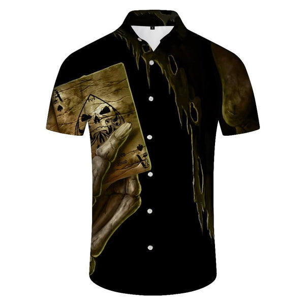 
Poker Short Mens Vintage Shirt 3D Sleeve Shirt Fashion Retro Poker Print Shirt Summer Regular Button Casual Beach Shirt Tops
                
