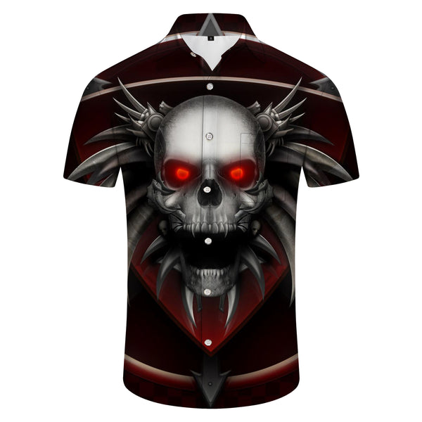 
Casual men's Hawaiian button hip hop black skull shirt short sleeve clothing
                