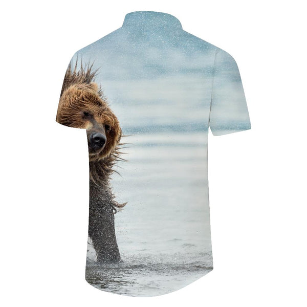 
Hawaiian Shirt 3D Animal Print Shirt Men's Hawaiian Shirt Short Sleeve Loose Top Bear Print
                