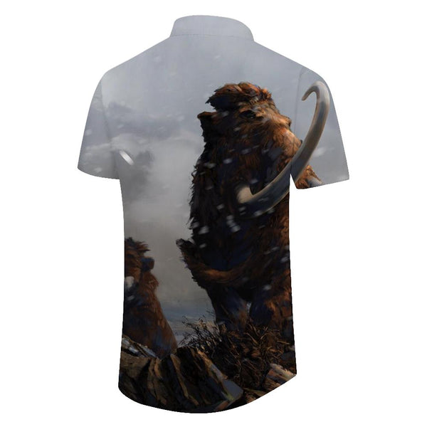 
Snow Mammoth Animal Short Sleeve Casual Loose Men's Hawaiian Lapel Shirt Comfortable Lapel Shirt Casual Beach Clothing Button
                