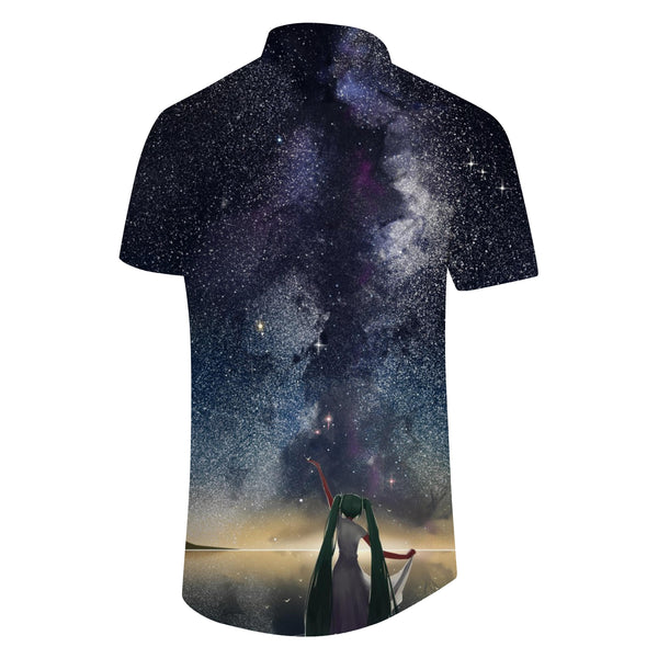 
Fashionable star tropical Hawaiian shirt casual 3D starry sky print shirt summer loose short-sleeved top trend lapel button beach shirt mixed color
                