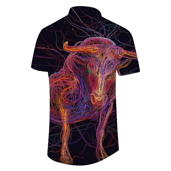 
New Animal Cow 3D Printing Funny Short Sleeve Men's Casual Short Sleeve Lapel Summer Short Sleeve Shirt Fun Cow
                