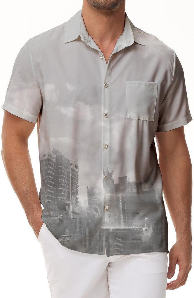 Summer button down lapel clothing fashion digital printing men's short sleeve shirt Hawaiian shirt short sleeve top