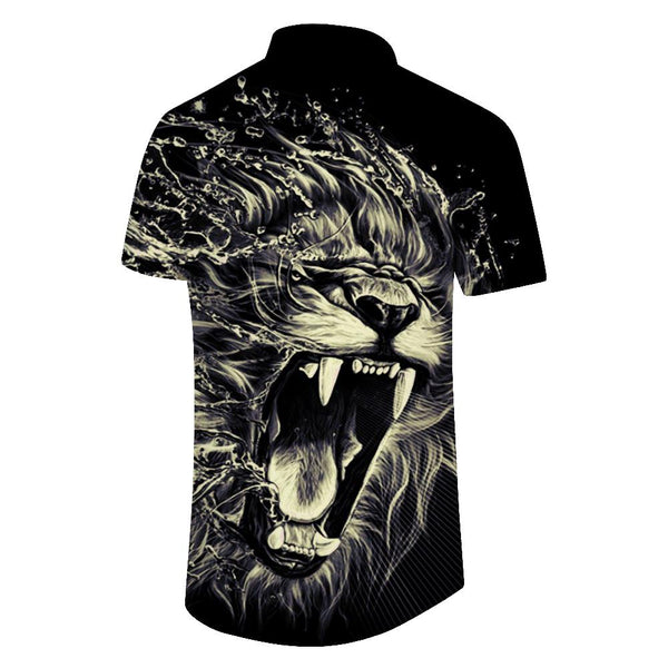 
Men's Angry Lion Shirt 3D Printed Animal Theme Shirt Fashion Shirt Men's Summer Clothes Breathable Lapel Shirt
                