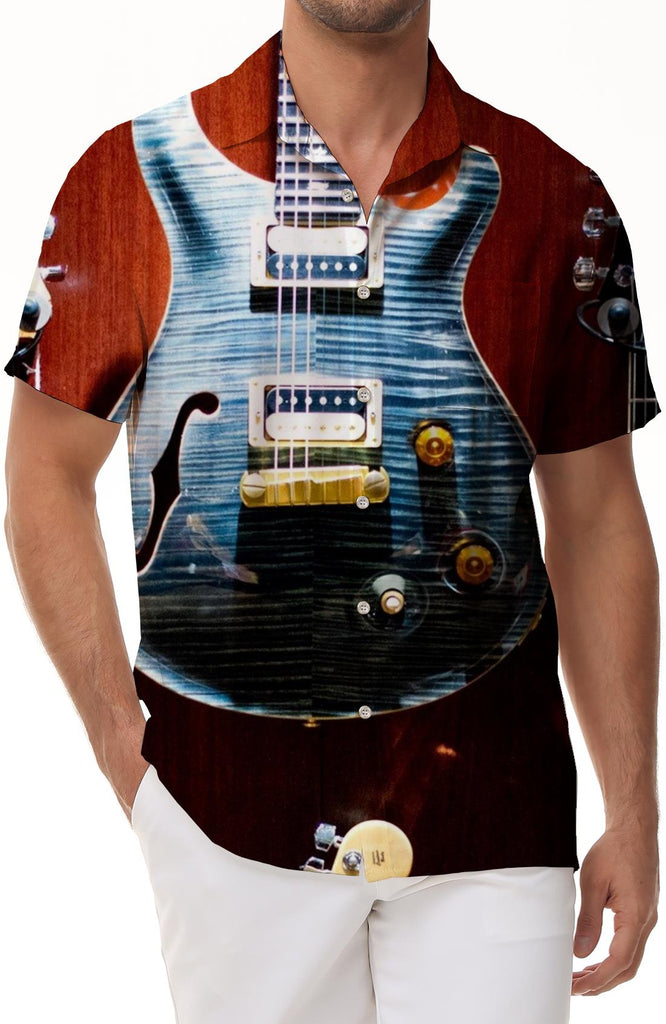 Cool abstract rap electronic guitar print men's humorous and interesting cool style novelty shirt short sleeve fashion trend four seasons
