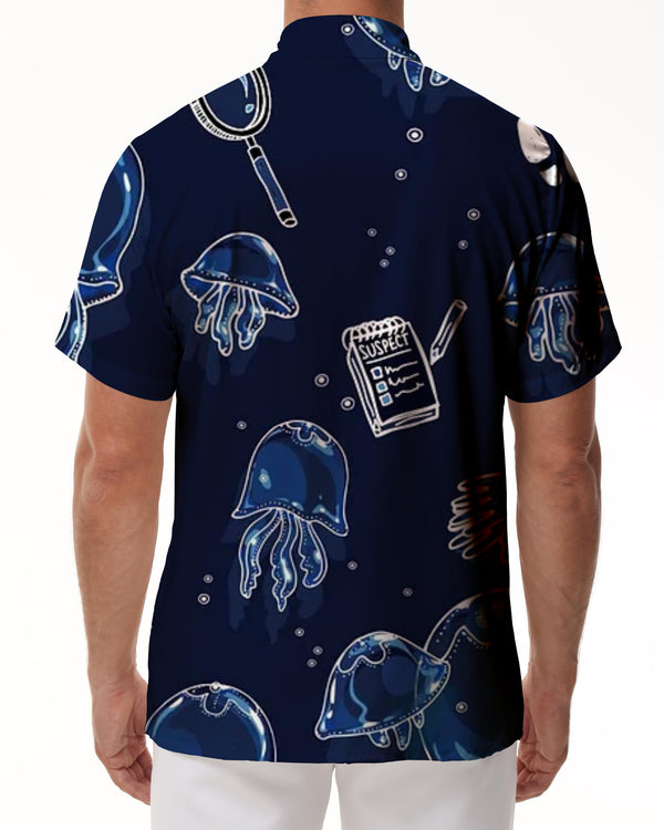 
Deep Sea Jellyfish Men's Cool Fashion Hawaiian Button Lapel Tropical Vacation Seaside Short Sleeve Shirt Top
                