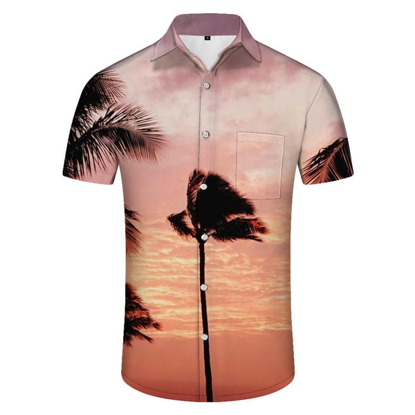 
Sunset Coconut Tree Casual Tropical Short Sleeve Button Shirt 3D Print Mens Clothing Summer Vacation
                