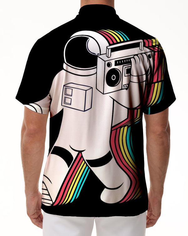 
Folding Astronaut Radio Mens Hawaiian Shirt Summer Short Sleeve Button Shirt Casual Beach Shirt
                