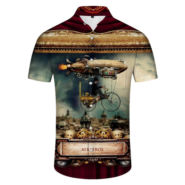 
Fun Tropical Rainforest Hawaiian Button Lapel Men's Daily Street 3D Printed Short Sleeve Top
                