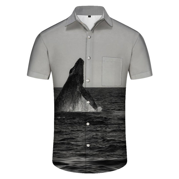 
Ocean Men's Whale Print Short Sleeve Hawaiian Fashion Casual Button-Down Short Sleeve Hawaiian Shirt
                