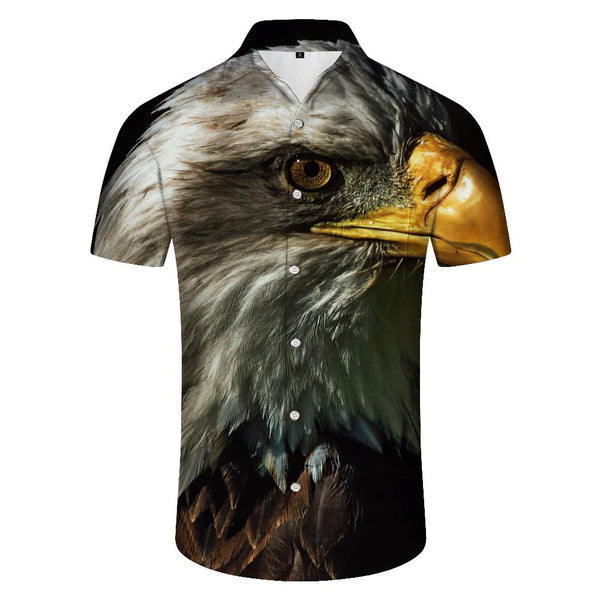 
King Hunter Men's Bald Eagle Shirt Summer Short Sleeve Top Animal Theme Sweatshirt Realistic Pattern
                