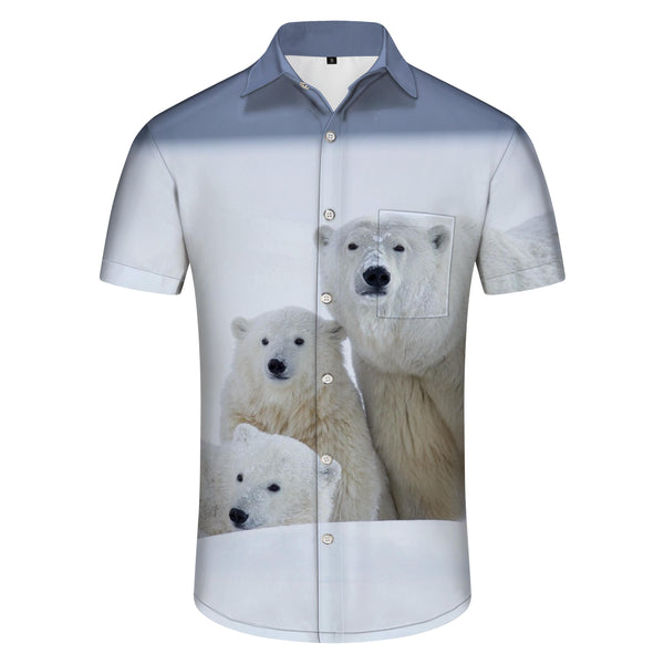 
Lapel 3D Printed Polar Bear Shirt Funny Animal Pattern Men's Tops Summer Loose Indoor Running
                