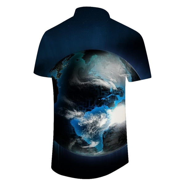 
Summer Beach Shirt Tops Planet Casual Short Sleeve Printed Mens Hawaiian Shirt Button
                