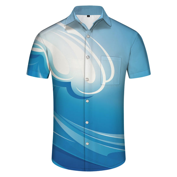
Light Blue Everyday Men's Tops Fashion Button Lapel Hawaiian Beach Shirt Short Sleeves
                