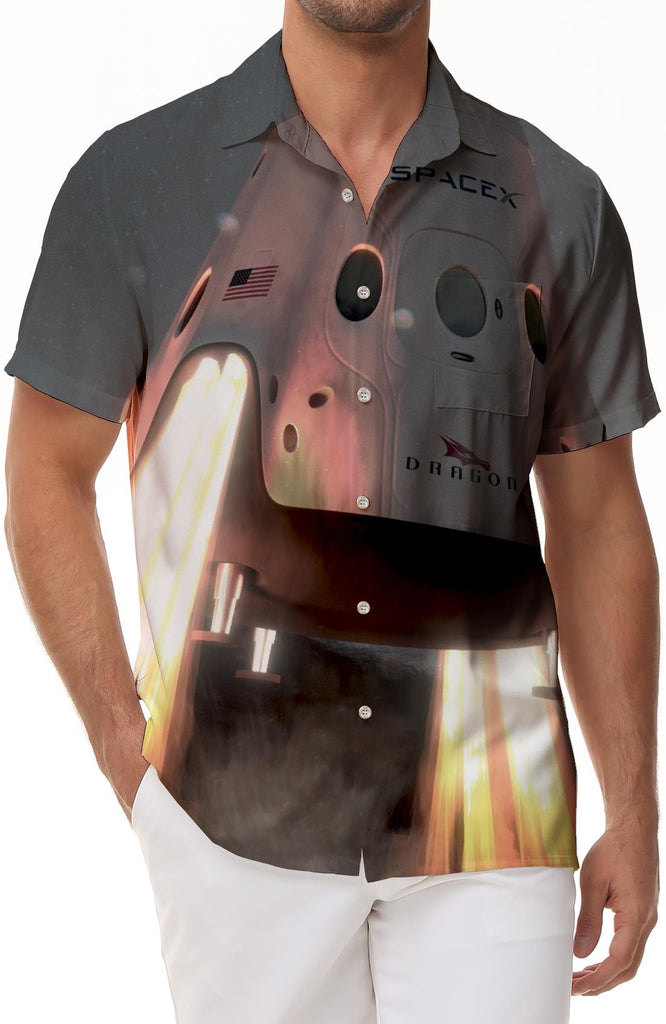 Abstract American Space Rocket Planet Men's Shirt Short Sleeve Casual Button Beach Hawaiian Beach Vacation Trendy