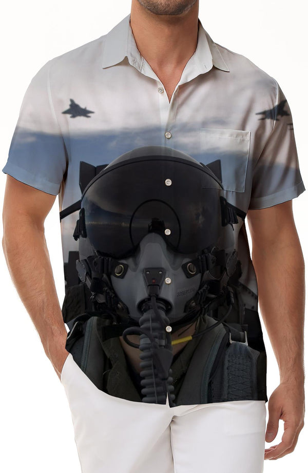 Sky Fighter Crew Hawaiian Shirt Stylore Mens Stylish Hawaiian Shirt Short Sleeve Button Collar