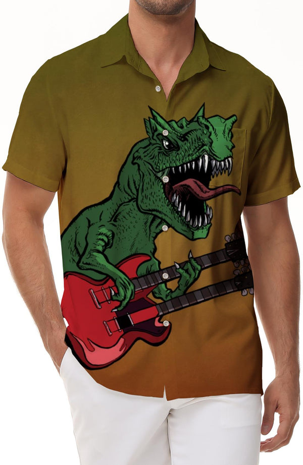 Monster dinosaur short sleeve cool trendy men's street wear summer casual tops American Harajuku style
