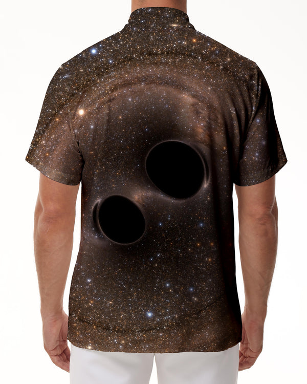 
Lapel Bag Men 3D Casual Bag Starry Sky Short Sleeve Black Hole Street Beach Seaside Button Tie
                
